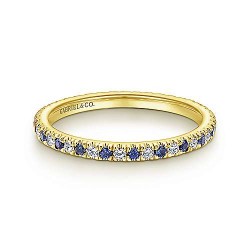 14K Yellow Gold French Pave Sapphire and Diamond Eternity Band - 0.22 ct Surrey Vancouver Canada Langley Burnaby Richmond