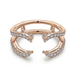  14K Rose Gold  Stackable 14K Rose Gold  French Pave Set Diamond Ring Enhancer - 0.60 ct GabrielCo Surrey Vancouver Canada Langley Burnaby Richmond