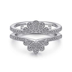  14K White Gold  Stackable 14K White Gold Floral Diamond Ring Enhancer - 0.45 ct GabrielCo Surrey Vancouver Canada Langley Burnaby Richmond
