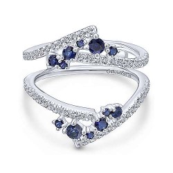  14K White Gold  Stackable 14K White Gold Sapphire and Diamond Ring Enhancer - 0.33 ct GabrielCo Surrey Vancouver Canada Langley Burnaby Richmond