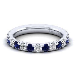 14K White Gold Diamond and Sapphire Anniversary Band - 0.50 ct Surrey Vancouver Canada Langley Burnaby Richmond