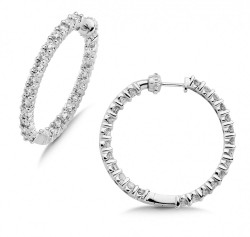  14K White Gold  hoops Pave Set Diamond Reflection Hoops Valina Surrey Vancouver Canada Langley Burnaby Richmond