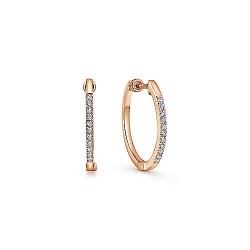 14K Rose Gold Tiger Claw Set 15mm Round Classic Diamond Hoop Earrings Surrey Vancouver Canada Langley Burnaby Richmond