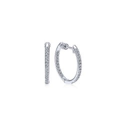  14K White Gold  Hoops 14K White Gold Micro Pave 15mm Round Inside Out Diamond Hoop Earrings GabrielCo Surrey Vancouver Canada Langley Burnaby Richmond