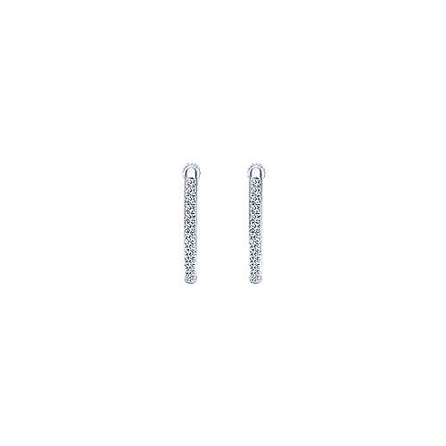 14K White Hoops 14K White Gold Micro Pave 15mm Round Inside Out Diamond Hoop Earrings Surrey Vancouver Canada Langley Burnaby Richmond