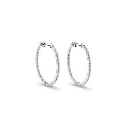  14K White Gold  Hoops 14K White Gold Micro Pave 30mm Round Inside Out Diamond Hoop Earrings GabrielCo Surrey Vancouver Canada Langley Burnaby Richmond