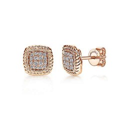  14K Rose Gold  Stud 14K Rose Gold Twisted Cluster Diamond Stud Earrings GabrielCo Surrey Vancouver Canada Langley Burnaby Richmond