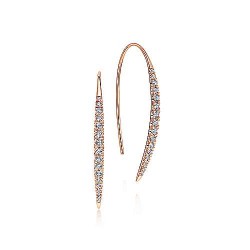  14K Rose Gold  Drop 14K Rose Gold Slim Tapered Diamond Drop Earrings GabrielCo Surrey Vancouver Canada Langley Burnaby Richmond