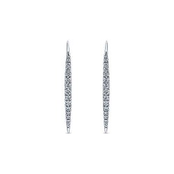  14K White Gold  Drop 14K White Gold Long Tapered Diamond Threader Earrings GabrielCo Surrey Vancouver Canada Langley Burnaby Richmond
