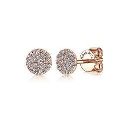  14K Rose Gold  Stud 14K Rose Gold Round Cluster Diamond Stud Earrings GabrielCo Surrey Vancouver Canada Langley Burnaby Richmond