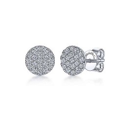  14K White Gold  Stud 14K White Gold Round Pave Diamond Stud Earrings GabrielCo Surrey Vancouver Canada Langley Burnaby Richmond
