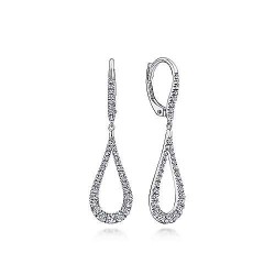  14K White Gold  Drop 14K White Gold Contoured Pear Shaped Diamond Drop Earrings GabrielCo Surrey Vancouver Canada Langley Burnaby Richmond