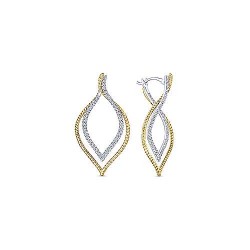  14K WhiteYellow Gold  Hoops 14K Yellow/White Gold 40mm Intricate Layered Diamond Hoop Earrings GabrielCo Surrey Vancouver Canada Langley Burnaby Richmond