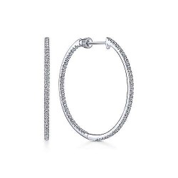 14K White Gold French Pave 30mm Round Inside Out Diamond Hoop Earrings Surrey Vancouver Canada Langley Burnaby Richmond