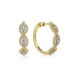  14K Yellow Gold  Hoops 14K Yellow Gold Twisted Layered 20mm Diamond Hoop Earrings GabrielCo Surrey Vancouver Canada Langley Burnaby Richmond