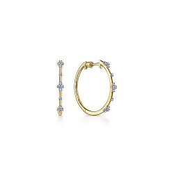  14K Yellow Gold  Hoops 14K Yellow Gold Prong Set 20mm Round Classic Diamond Hoop Earrings GabrielCo Surrey Vancouver Canada Langley Burnaby Richmond