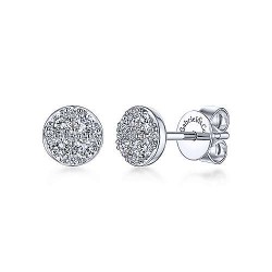  14K White Gold  Stud 14K White Gold Round Cluster Diamond Stud Earrings GabrielCo Surrey Vancouver Canada Langley Burnaby Richmond