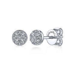  14K White Gold  Stud 14K White Gold Round Cluster Diamond Stud Earrings GabrielCo Surrey Vancouver Canada Langley Burnaby Richmond