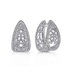 925 Sterling Silver 25mm Wide Intricate White Sapphire Hoop Earrings Surrey Vancouver Canada Langley Burnaby Richmond