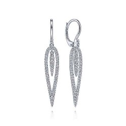  14K White Gold  Drop 14K White Gold Diamond Teardrop Earrings with Center Drops GabrielCo Surrey Vancouver Canada Langley Burnaby Richmond