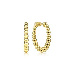 14K Yellow Gold 20mm Beaded Round Hoop Earrings Surrey Vancouver Canada Langley Burnaby Richmond