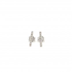  10K White Gold  Stud 10K White Diamond Bar Earrings .14 SI GH Excel Surrey Vancouver Canada Langley Burnaby Richmond