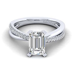 14K White Gold Emerald Cut Diamond Engagement Ring Surrey Vancouver Canada Langley Burnaby Richmond