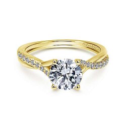 14K Yellow Gold Round Diamond Engagement Ring Surrey Vancouver Canada Langley Burnaby Richmond