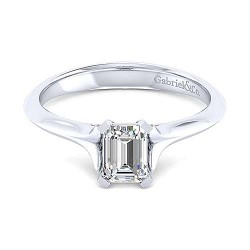  14K White Gold  Solitaire 14K White Gold Emerald Cut Diamond Engagement Ring GabrielCo Surrey Vancouver Canada Langley Burnaby Richmond
