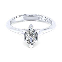  14K White Gold  Solitaire 14K White Gold Marquise Diamond Engagement Ring GabrielCo Surrey Vancouver Canada Langley Burnaby Richmond