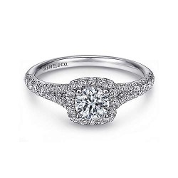 14K White Gold Round Halo Diamond Engagement Ring Surrey Vancouver Canada Langley Burnaby Richmond