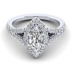 14K White Gold Marquise Halo Diamond Engagement Ring Surrey Vancouver Canada Langley Burnaby Richmond