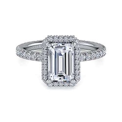  18K White Gold  Double halo 18K White Gold Emerald Cut Diamond Engagement Ring GabrielCo Surrey Vancouver Canada Langley Burnaby Richmond
