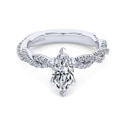  14K White Gold  Free form 14K White Gold Marquise Shape Diamond Engagement Ring GabrielCo Surrey Vancouver Canada Langley Burnaby Richmond
