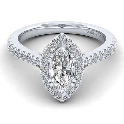  14K White Gold  Halo 14K White Gold Marquise Halo Diamond Engagement Ring GabrielCo Surrey Vancouver Canada Langley Burnaby Richmond