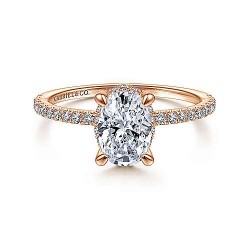  14K Rose Gold  Halo 14K Rose Gold Hidden Halo Oval Diamond Engagement Ring GabrielCo Surrey Vancouver Canada Langley Burnaby Richmond