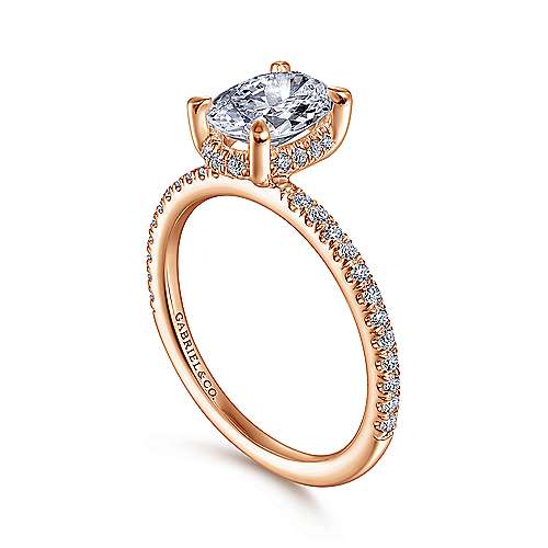 14K Rose Halo 14K Rose Gold Hidden Halo Oval Diamond Engagement Ring Surrey Vancouver Canada Langley Burnaby Richmond