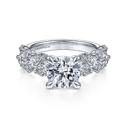  14K White Gold  Free form 14K White Gold Round Diamond Engagement Ring GabrielCo Surrey Vancouver Canada Langley Burnaby Richmond