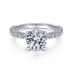  14K White Gold  Straight 14K White Gold Round Diamond Engagement Ring GabrielCo Surrey Vancouver Canada Langley Burnaby Richmond