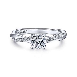  14K White Gold  Free form 14K White Gold Round Diamond Engagement Ring GabrielCo Surrey Vancouver Canada Langley Burnaby Richmond