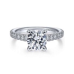  18K White Gold  Straight 18K White Gold Round Diamond Engagement Ring GabrielCo Surrey Vancouver Canada Langley Burnaby Richmond