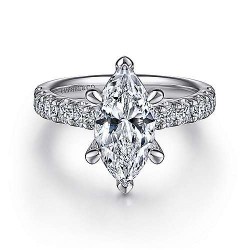  14K White Gold  Straight 14K White Gold Marquise Shape Diamond Engagement Ring GabrielCo Surrey Vancouver Canada Langley Burnaby Richmond
