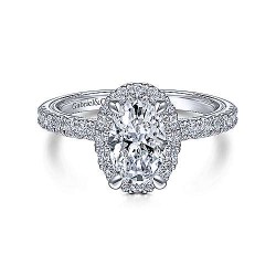14K White Gold Oval Halo Diamond Engagement Ring Surrey Vancouver Canada Langley Burnaby Richmond