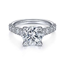  18K White Gold  Straight 18K White Gold Round Diamond Engagement Ring GabrielCo Surrey Vancouver Canada Langley Burnaby Richmond