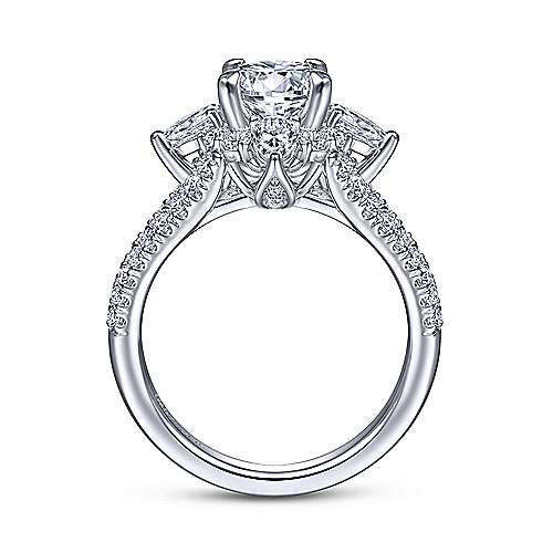 14K White Halo 14K White Gold Floral Halo Round Diamond Engagement Ring Surrey Vancouver Canada Langley Burnaby Richmond