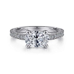  14K White Gold  Straight 14K White Gold Oval Diamond Engagement Ring GabrielCo Surrey Vancouver Canada Langley Burnaby Richmond