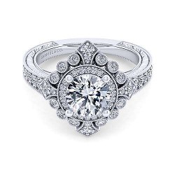  14K White Gold  Double halo 14K White Gold Fancy Halo Diamond Engagement Ring GabrielCo Surrey Vancouver Canada Langley Burnaby Richmond