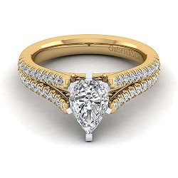 14K White-Yellow Gold Pear Shape Diamond Engagement Ring Surrey Vancouver Canada Langley Burnaby Richmond