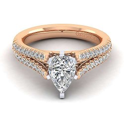 14K White-Rose Gold Pear Shape Diamond Engagement Ring Surrey Vancouver Canada Langley Burnaby Richmond