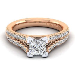 14K White-Rose Gold Princess Cut Diamond Engagement Ring Surrey Vancouver Canada Langley Burnaby Richmond